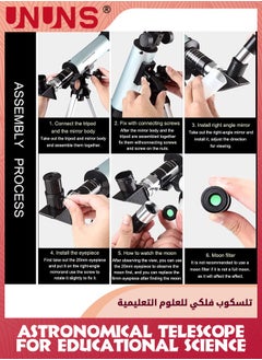 UNUNS Astronomical Telescope,90x Magnification Astronomy Telescope,Lunar Telescope For Kids Educational Science,Portable Refracting Telescope For Observing Stargazing Constellations Outdoor Activities  - Image 3
