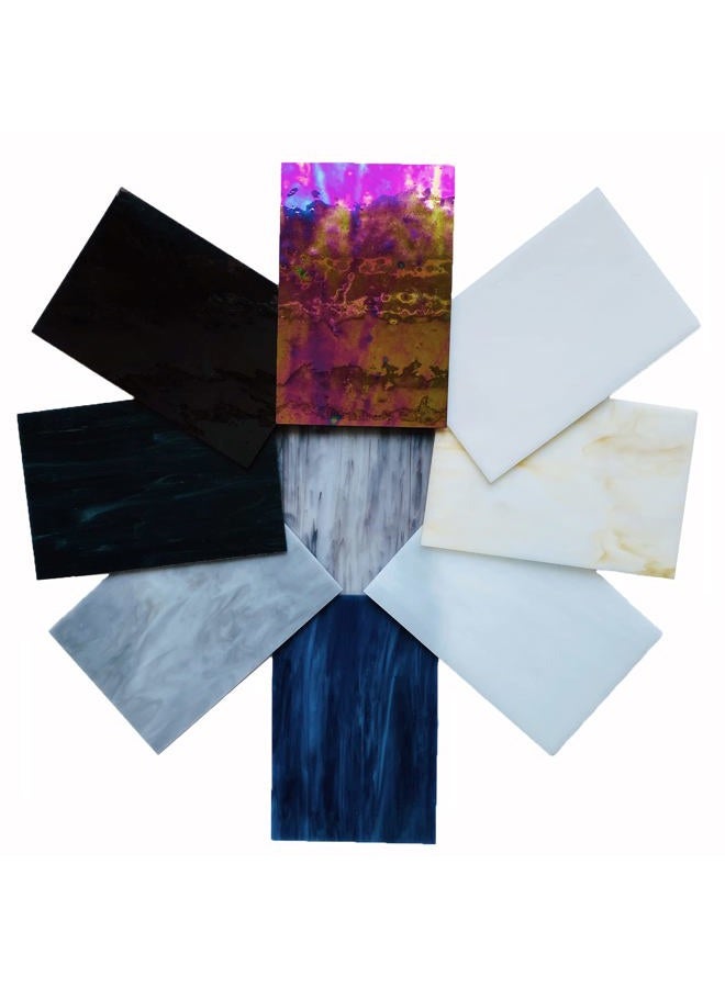 PALJOLLY 9 Sheets Stained Glass Sheet, 4 x 6 inch Stained Glass Supplies Glass Pieces Mosaic Tiles Bulk for Crafts, Black White Gray Colors for Glass Hobbyists Projects and Mosaics - Image 4
