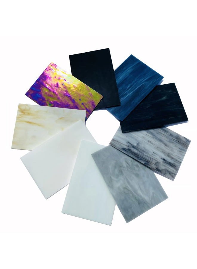 PALJOLLY 9 Sheets Stained Glass Sheet, 4 x 6 inch Stained Glass Supplies Glass Pieces Mosaic Tiles Bulk for Crafts, Black White Gray Colors for Glass Hobbyists Projects and Mosaics - Image 3