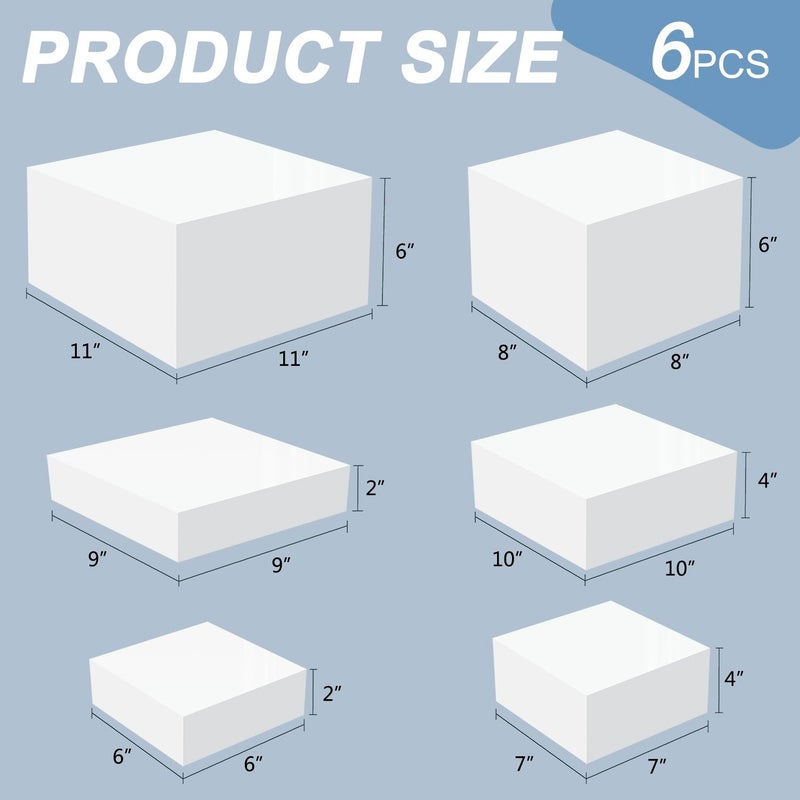 AKOBEARLA Buffet Risers, 6pcs Acrylic Display Boxes Cube Riser, Food Display Stands for Party Buffet Risers Cake Stand Acrylic Square Food Display Set Dessert Table Display Nesting Riser Jewelry Display Holder (White) - Image 2