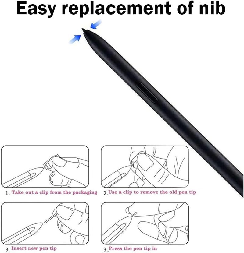 SLAUNT Replacement S Pen Compatible with Samsung Galaxy Tab S9/S9 Plus+S9 Ultra S Pen Stylus with Pen Nib (Black) - Image 3
