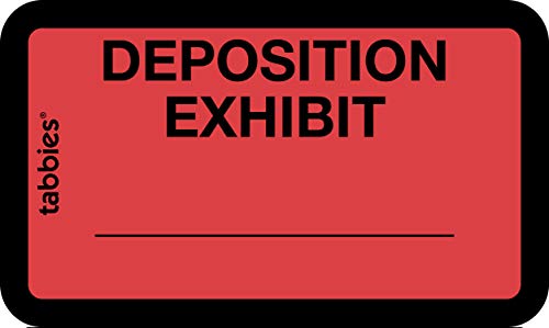 Tabbies Legal Exhibit Labels, Label: 1-5/8"W x 1" H, Sheet: 5-1/4"W x 3-1/4"H, Red, Deposition Exhibit 252 Labels/Pack (58095) - Image 1