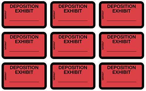 Tabbies Legal Exhibit Labels, Label: 1-5/8"W x 1" H, Sheet: 5-1/4"W x 3-1/4"H, Red, Deposition Exhibit 252 Labels/Pack (58095) - Image 2