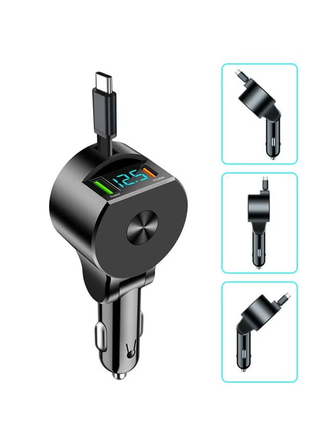 BiuTFon 75W Fast Charging Car Charger QC3.0 PD30W USB C Car Phone Charger With Type C Cable for iphone 15 14 13 Xiaomi Huawei Samsung - Image 1
