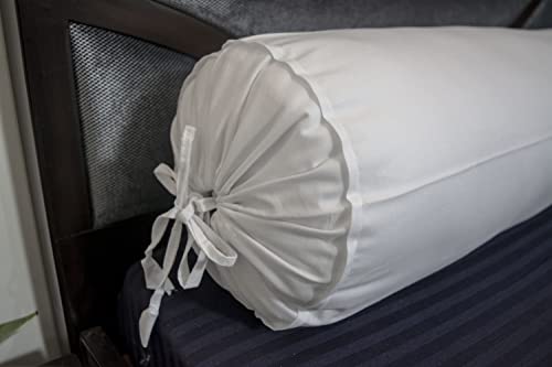 Saffron HANDICRAFTS Cotton 240TC Bolster Cover Full Round Removable Cover for Neck Roll Leg RestYoga Practice Meditation Bed Sofa Couch White 6x16 15 cm x 40 cm - Image 1
