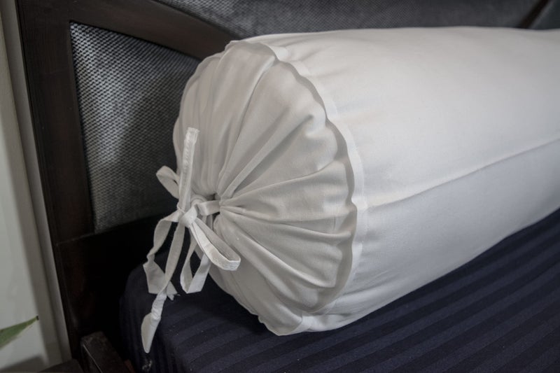 Saffron HANDICRAFTS Cotton 240TC Bolster Cover Full Round Removable Cover for Neck Roll Leg RestYoga Practice Meditation Bed Sofa Couch White 6x16 15 cm x 40 cm - Image 2
