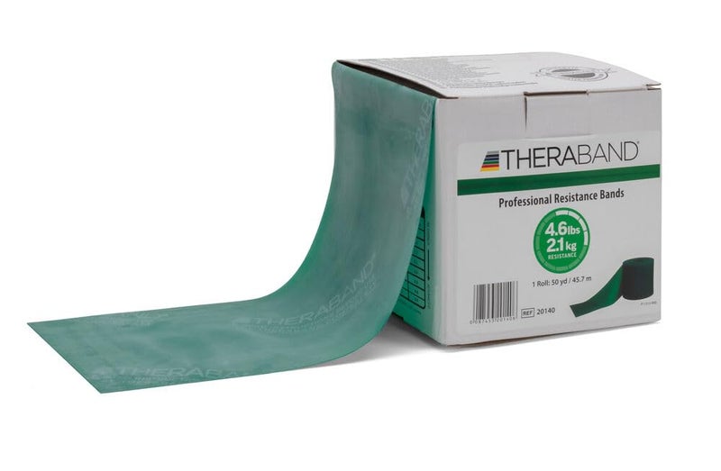THERABAND Resistance Bands, 50 Yard Roll Professional Latex Elastic Band For Upper & Lower Body & Core Exercise, Physical Therapy, Pilates, At-Home Workout, & Rehab, Green, Heavy, Level 4 - Image 1