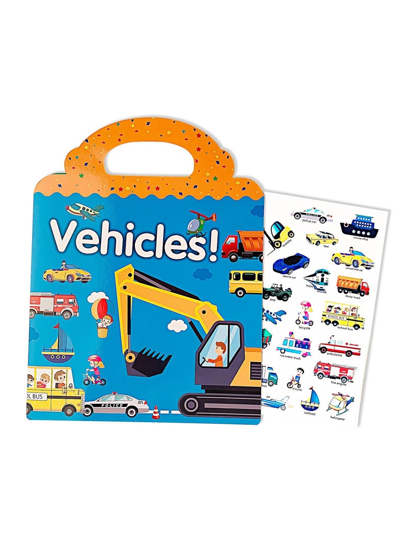 general Reusable Activity Sticker Learning Toys for Kids, Early Education Book Puzzle(Vehicles) - Image 1