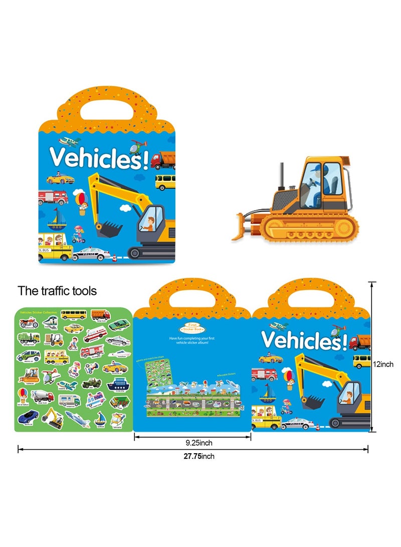 general Reusable Activity Sticker Learning Toys for Kids, Early Education Book Puzzle(Vehicles) - Image 5