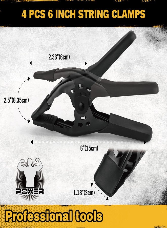 ELEAD مشابك قضبان من 8 قطع لأعمال النجارة - 4 مشابك قضبان مقاس 12 بوصة بحد أقصى للحمل 150 رطل، 4 مشابك زنبركية معدنية شديدة التحمل، مشغلات سريعة الفك - Image 3