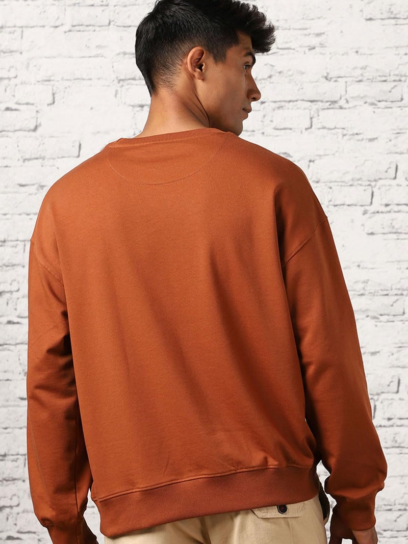 NOBERO Men's Polycotton Crew Neck Regular Fit Sweatshirt (1M-TWRS-C0483-MO_Mocha Bisque_Large - Image 3