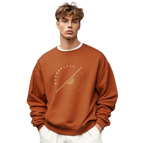 NOBERO Men's Polycotton Crew Neck Regular Fit Sweatshirt (1M-TWRS-C0483-MO_Mocha Bisque_Large - Image 1