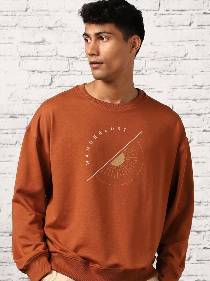 NOBERO Men's Polycotton Crew Neck Regular Fit Sweatshirt (1M-TWRS-C0483-MO_Mocha Bisque_Large - Image 4