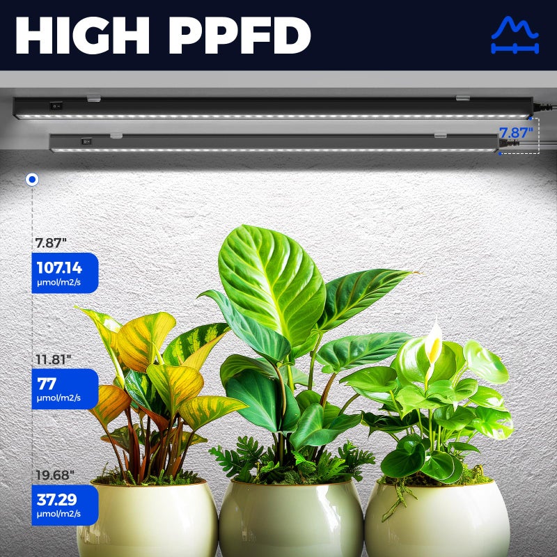 Barrina T5 Grow Lights, 2FT 80W(8 x 10W) Black Cover, LED Plant Growing Lamp for Indoor Plants, Full Spectrum Grow Light Strip with Switch, Magnetic Installation, Plug and Play, 5000K White, 8 Packs - Image 4