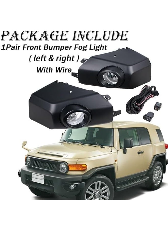 For 2007-2014 Fj Cruiser Fog Lights Pair Front Bumper Left & Right Side, Halogen Daytime Running Lamp with Pad & Cover (Black) - Image 1
