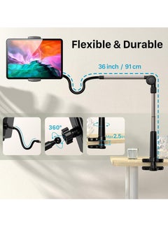 Excefore Tablet & Phone Stand Holder, Gooseneck Cell Phone Bed Holder with 360°Adjustable Clip Wireless Remote, Flexible Tablet Mount clamp for Desk, Compatible with iPhone/iPad/Tablet, Black  - Image 2