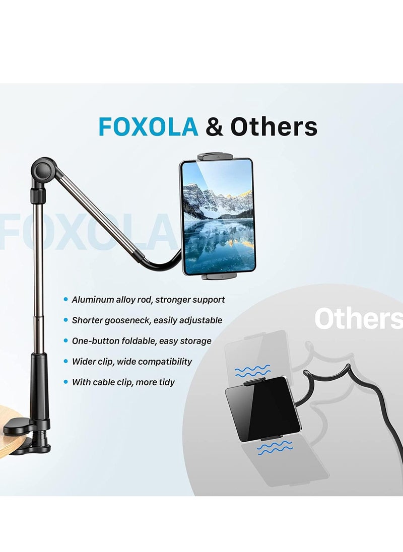 Excefore Tablet & Phone Stand Holder, Gooseneck Cell Phone Bed Holder with 360°Adjustable Clip Wireless Remote, Flexible Tablet Mount clamp for Desk, Compatible with iPhone/iPad/Tablet, Black  - Image 3