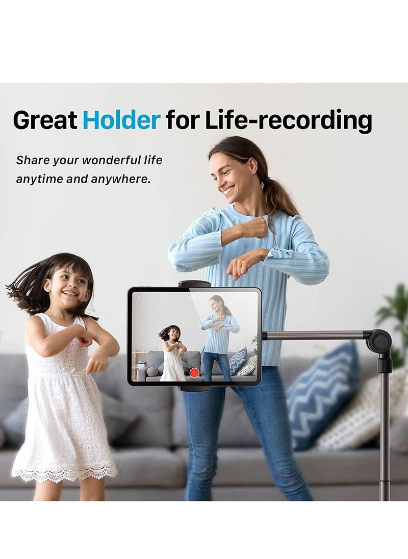 Tablet & Phone Stand Holder, Gooseneck Cell Phone Bed Holder with 360°Adjustable Clip Wireless Remote, Flexible Tablet Mount clamp for Desk, Compatible with iPhone/iPad/Tablet, Black