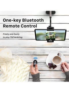 Excefore Tablet & Phone Stand Holder, Gooseneck Cell Phone Bed Holder with 360°Adjustable Clip Wireless Remote, Flexible Tablet Mount clamp for Desk, Compatible with iPhone/iPad/Tablet, Black  - Image 4