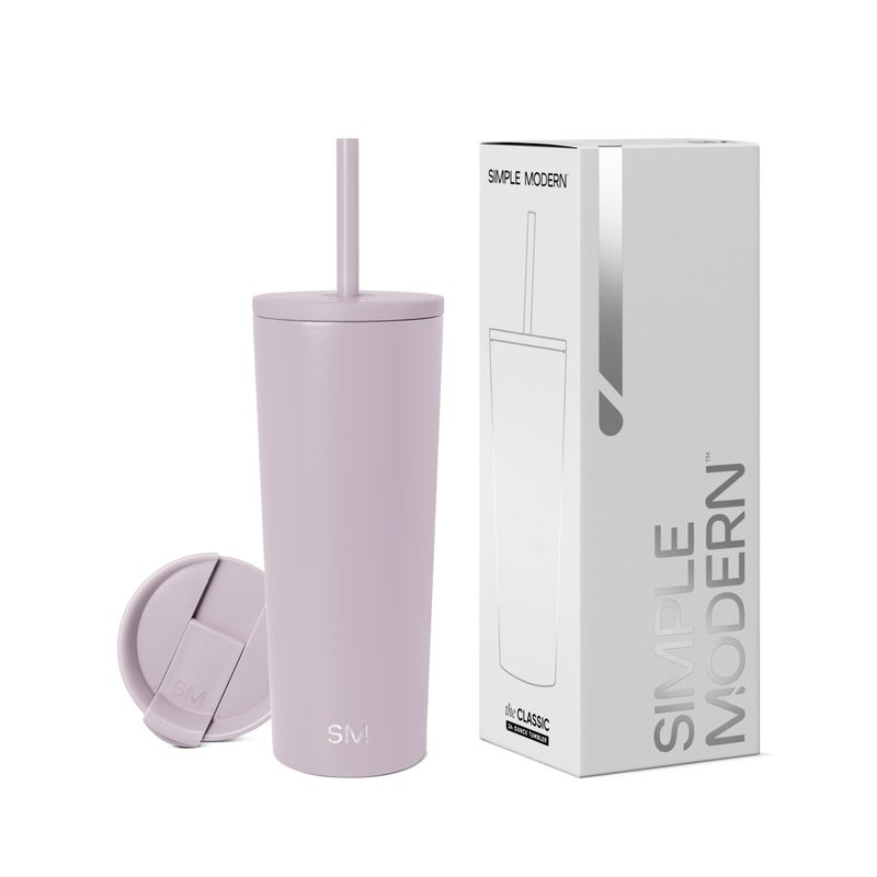 Simple Modern Insulated Tumbler with Lid and Straw | Iced Coffee Cup Reusable Stainless Steel Water Bottle Travel Mug | Gifts for Women Men Her Him | Classic Collection | 24oz | Lavender Mist - Image 1