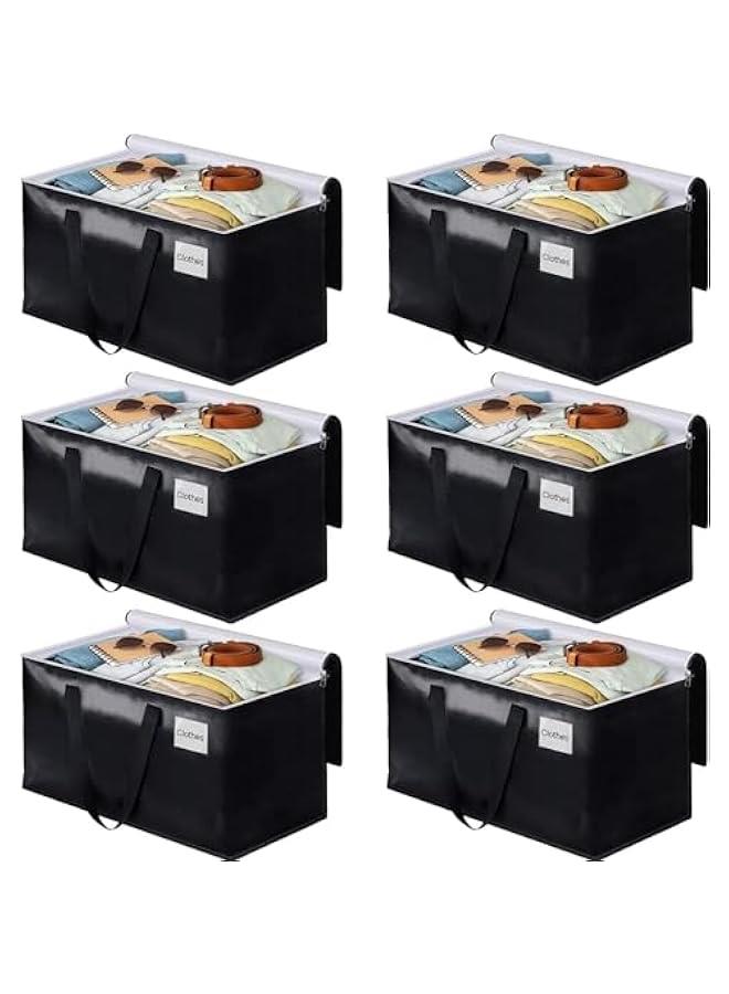 HOOKOR Durku Collapsible Moving Bags - Heavy Duty Extra Large Moving Bags with Zippers and Handles, Space Saving Packing Totes for Moving Supplies Storage,Fold Flat, Alternative to Box and Bin (Black-6Pack - Image 1