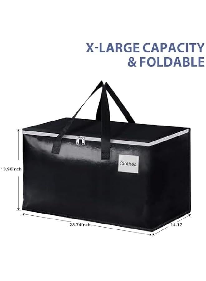 HOOKOR Durku Collapsible Moving Bags - Heavy Duty Extra Large Moving Bags with Zippers and Handles, Space Saving Packing Totes for Moving Supplies Storage,Fold Flat, Alternative to Box and Bin (Black-6Pack - Image 2