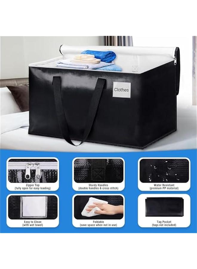 HOOKOR Durku Collapsible Moving Bags - Heavy Duty Extra Large Moving Bags with Zippers and Handles, Space Saving Packing Totes for Moving Supplies Storage,Fold Flat, Alternative to Box and Bin (Black-6Pack - Image 3