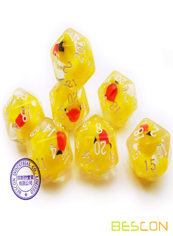 BESCON DICE Yellow Duck 20 Sides Dice Set of 5, Duck D20 5pcs Set - Image 4