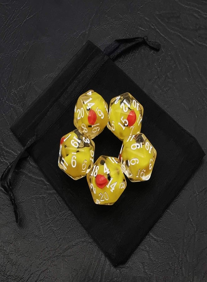 BESCON DICE Yellow Duck 20 Sides Dice Set of 5, Duck D20 5pcs Set - Image 1