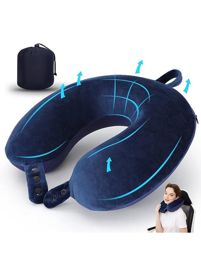 Arabest Travel Neck Pillow, Best Memory Foam Airplane Pillow for Head Support Soft Adjustable Pillow for Plane, Car & Home Recliner Use (Black)  - Image 1