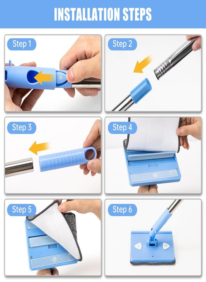 CALBEAU Wall Cleaner Mop with Long Handle 86 Inches, 4-in-1 Ceiling Cleaning Tool Duster with 8 Replacement Microfiber Chenille Pads for Walls, Baseboard, Ceiling, Window, Floor, Cabinet (Light Blue) - Image 5