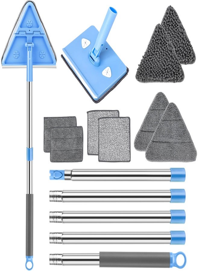 CALBEAU Wall Cleaner Mop with Long Handle 86 Inches, 4-in-1 Ceiling Cleaning Tool Duster with 8 Replacement Microfiber Chenille Pads for Walls, Baseboard, Ceiling, Window, Floor, Cabinet (Light Blue) - Image 1