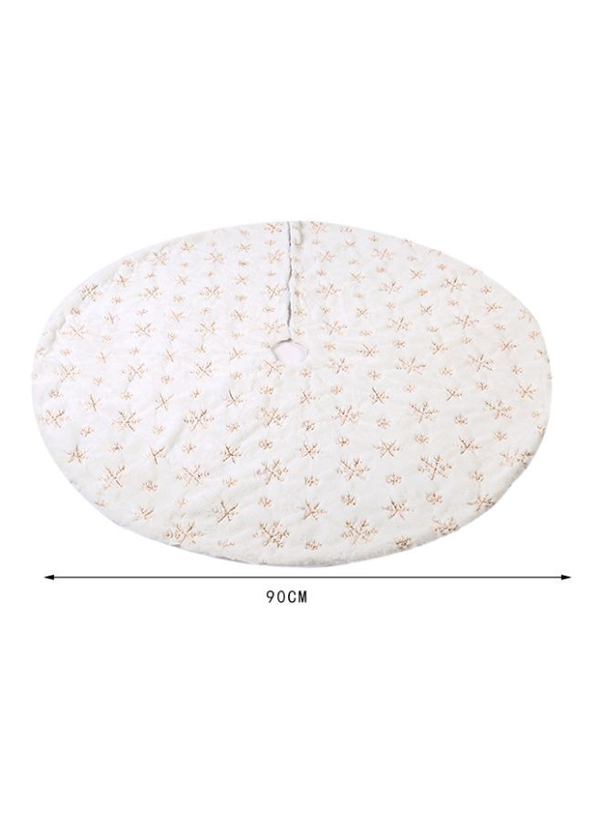 Y&D Decorative Snowflake Embroidered Tree Skirt White/Gold 90cm  - Image 3