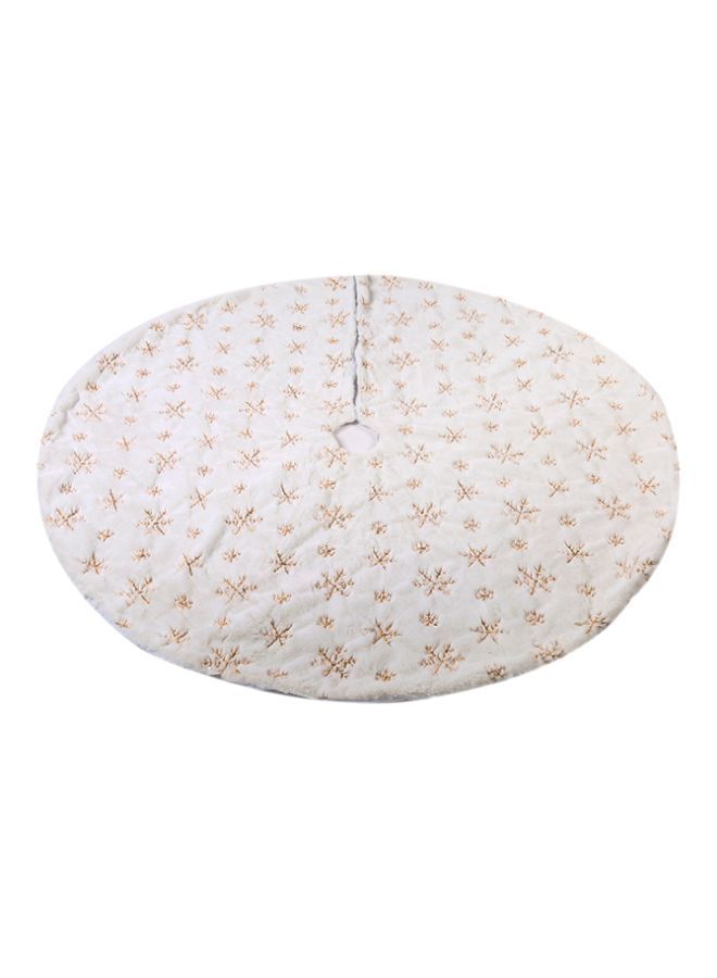 Y&D Decorative Snowflake Embroidered Tree Skirt White/Gold 90cm  - Image 1