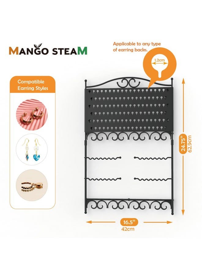Mango Steam Wall-Mounted Jewellery & Earring Organiser, Deluxe Black - Image 4