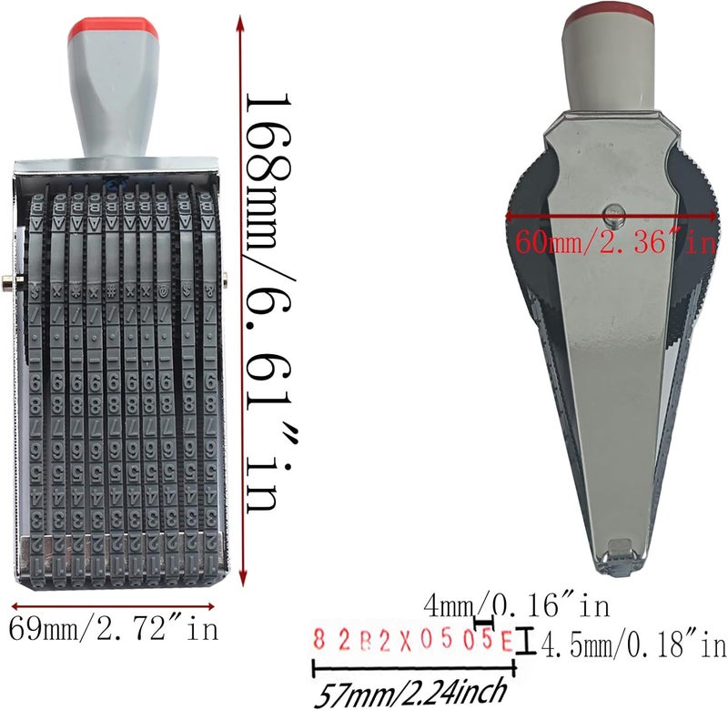 zeng 10 Digit Alphabet Stamp, Rolling Changeable Alphabet Number Stamp - Suitable for Date Stamps, Business Stamps, Rubber Stamp, Printing Size 60 x 4.5 mm, Grey Black - Image 2