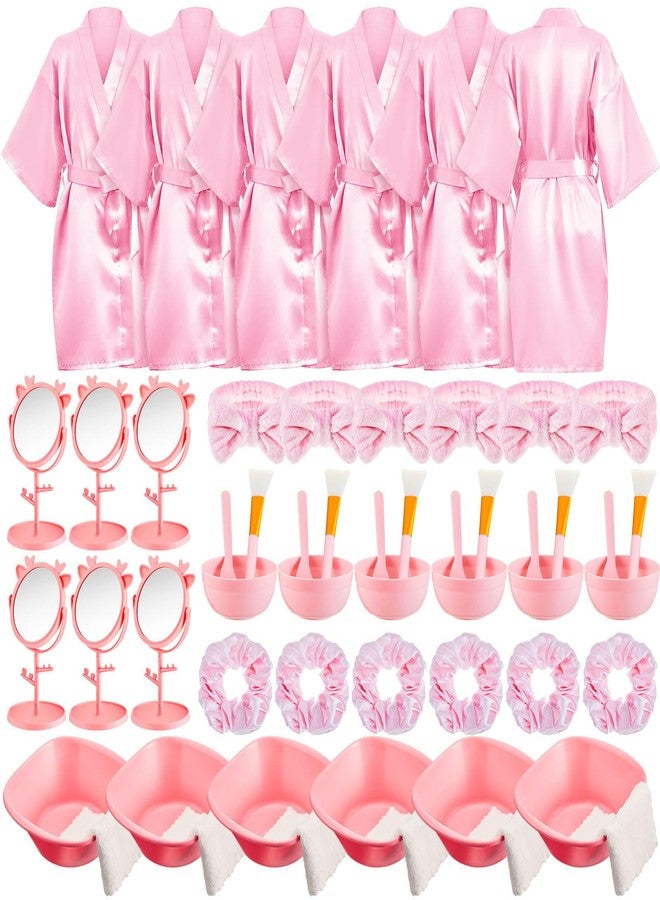 JenPen 6 Set Girls Spa Party Supplies Kids Robes with Accessories Kit Spa Set Party Favors for Spa Party Wedding Birthday(Size 14) - Image 1
