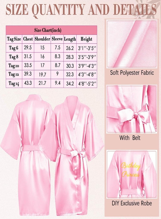JenPen 6 Set Girls Spa Party Supplies Kids Robes with Accessories Kit Spa Set Party Favors for Spa Party Wedding Birthday(Size 14) - Image 2