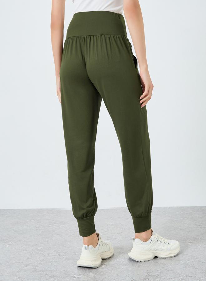 Take Two Solid Elastic Waist Pocket Detail Pants - Image 4