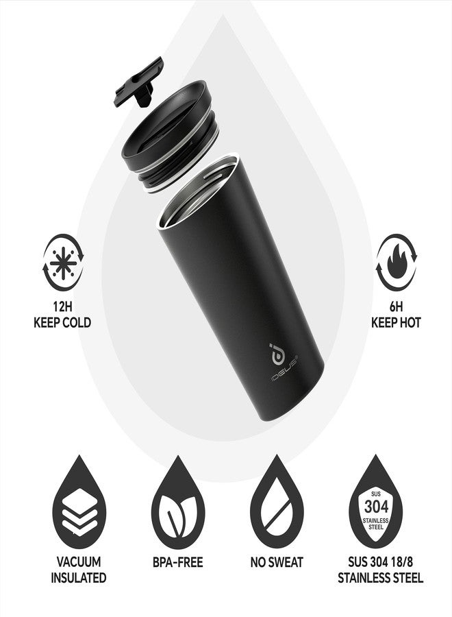 Ideus 17 oz Travel Coffee Mug, Double Wall Vacuum Stainless Steel Insulated Coffee Tumbler With Lid, Splash-Proof & Cup Holder Friendly, Keeps Drinks Hot/Cold, Dishwasher Safe, Black - Image 3