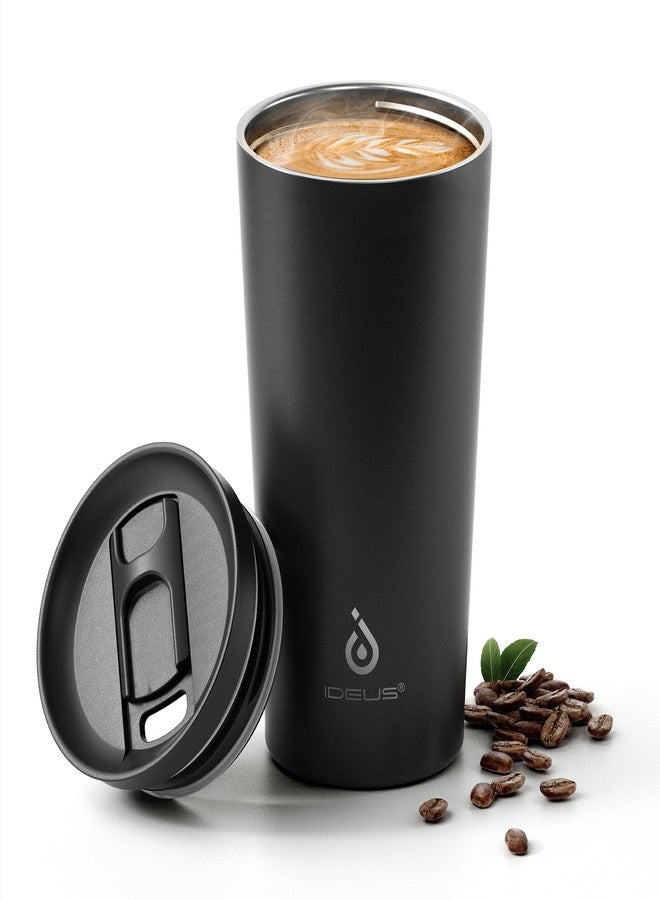 Ideus 17 oz Travel Coffee Mug, Double Wall Vacuum Stainless Steel Insulated Coffee Tumbler With Lid, Splash-Proof & Cup Holder Friendly, Keeps Drinks Hot/Cold, Dishwasher Safe, Black - Image 1