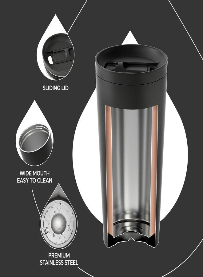 Ideus 17 oz Travel Coffee Mug, Double Wall Vacuum Stainless Steel Insulated Coffee Tumbler With Lid, Splash-Proof & Cup Holder Friendly, Keeps Drinks Hot/Cold, Dishwasher Safe, Black - Image 4