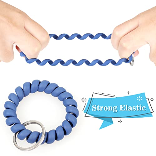 Oligei 9 Colors Wrist Keychain, Key Chain Wristlet Retractable Spiral Coil, Key Wristlet Wrist Strap Coil Key Chain, Spiral Key Ring Bracelet for Sauna, Outdoor, Sports - Image 3