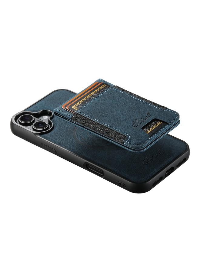 Suteni Case For iPhone 16 H17 Litchi Texture Leather MagSafe Detachable Wallet Phone Case - Image 3