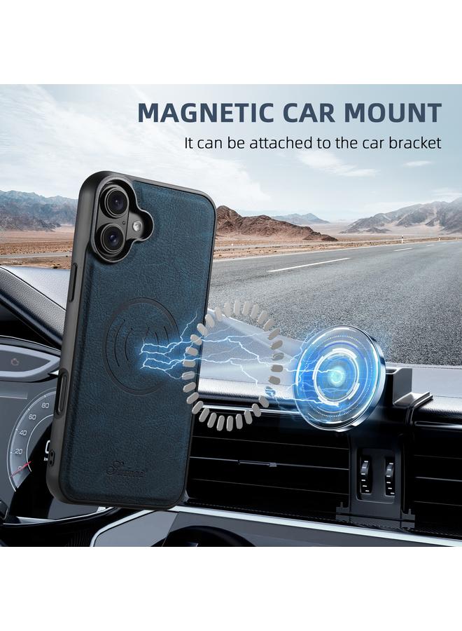 Suteni Case For iPhone 16 H17 Litchi Texture Leather MagSafe Detachable Wallet Phone Case - Image 4