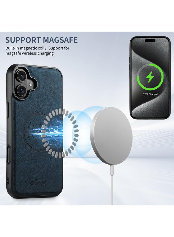 Suteni Case For iPhone 16 H17 Litchi Texture Leather MagSafe Detachable Wallet Phone Case - Image 5