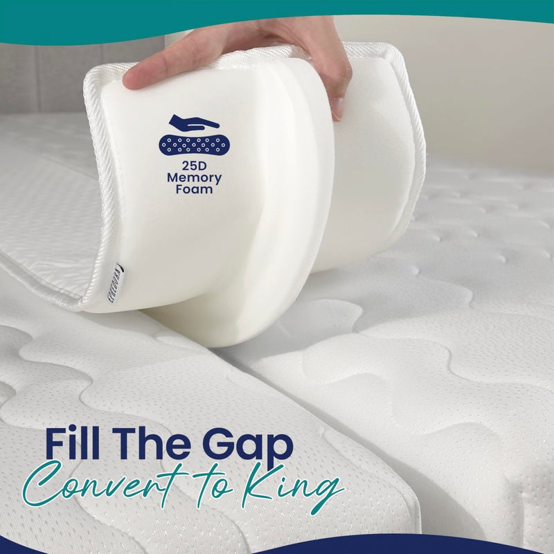 EPHEDORA 12" Extra Wide Bed Bridge Twin XL to King Converter Kit - Split King Gap Filler for Adjustable Bed - Mattress Connector & Gap Filler for Bed - Heavy Duty Metal Buckle Strap - 25D Memory Foam - Image 2