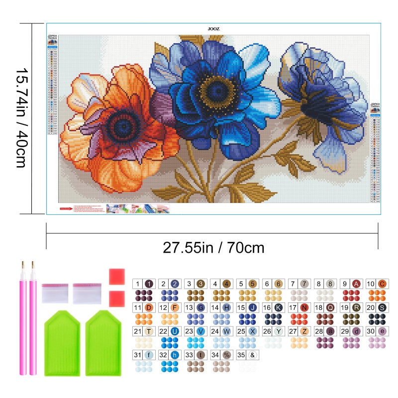 Jooz Large Diamond Art Kits For Adults - 5D Flowers Diamond Painting Kits For Adults  Diy Full Drill Large Flower Diamond Art Painting  Floral Gem Art Kits For Beginners For Wall Decor 27.5X15.7 Inch - Image 2