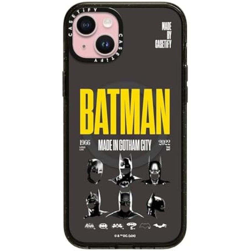 Casetify Impact iPhone 15 Plus Case 【Batman Co-Lab / 4X Military Grade Drop Tested / 8.2ft Drop Protection/Compatible with Magsafe】 - Made in Gotham City - Clear Black - Image 1