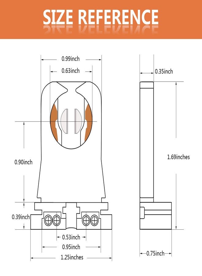 JACKYLED Non-shunted Turn Type T8 Lamp Holder UL Socket Tombstone (12 Packs) - Image 5